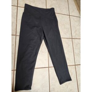 Balance Collection Womens Black High Waisted Cropped Leggings Size Large Active